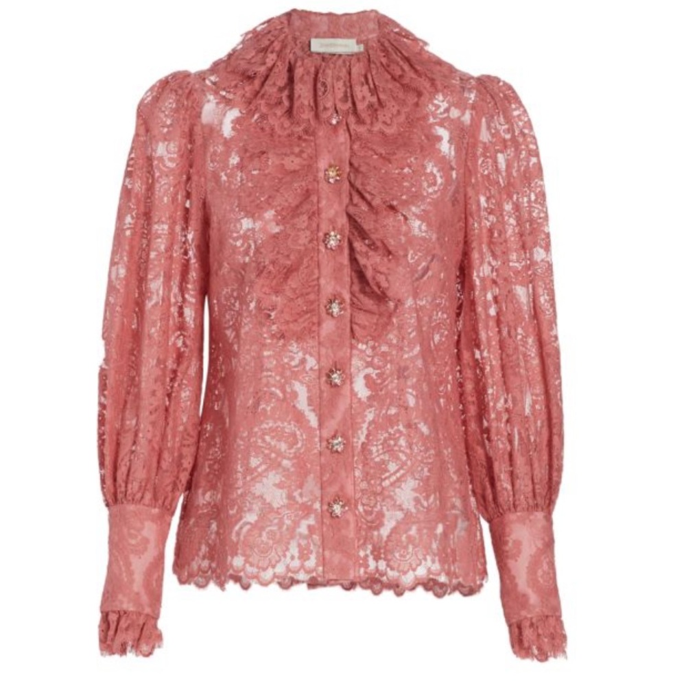 NWOT Zimmermann Kaleidoscope Ruffled Lace Blouse